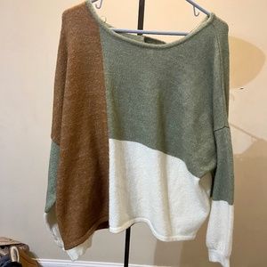 Blouson Sleeve Colorblock Sweater